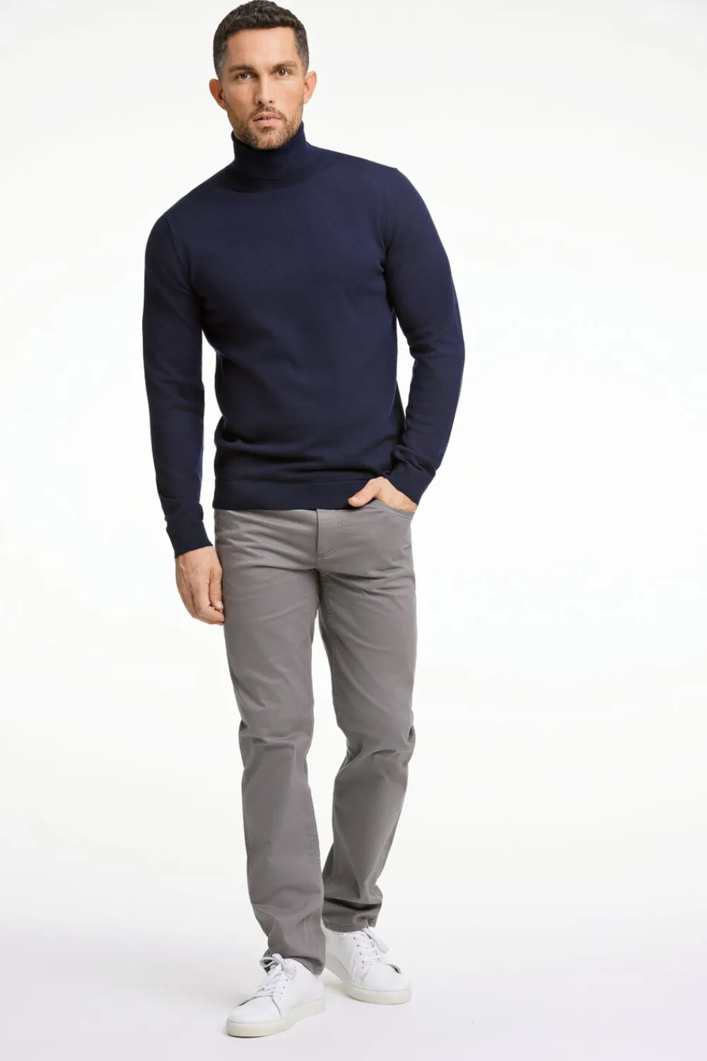 Lindbergh 100% merino roll neck knit Blå Outlet