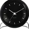Arne Jacobsen Clocks AJ City Hall bordur sort/sort, Ø 11 cm, alarm Best