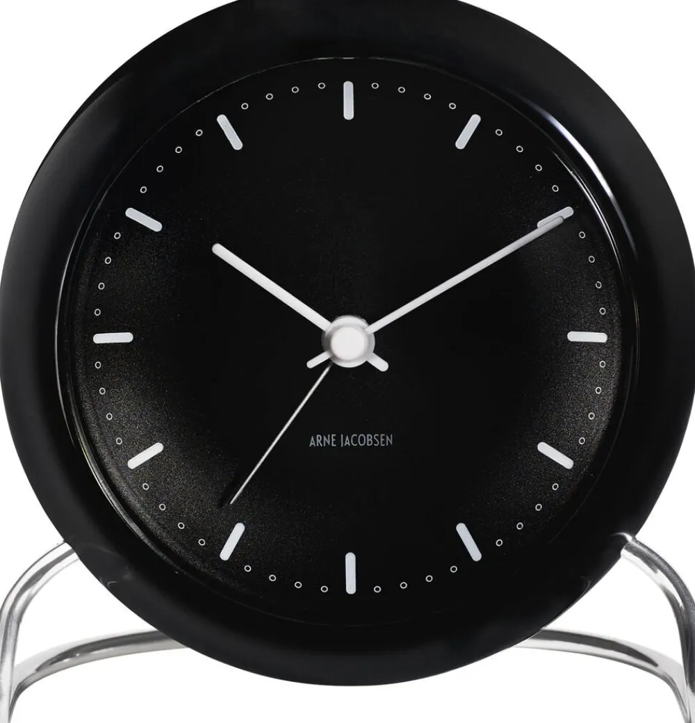 Arne Jacobsen Clocks AJ City Hall bordur sort/sort, Ø 11 cm, alarm Best
