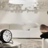 AJ Station bordur, sort/hvid, Ø 11 cm, alarm>Arne Jacobsen Clocks Sale