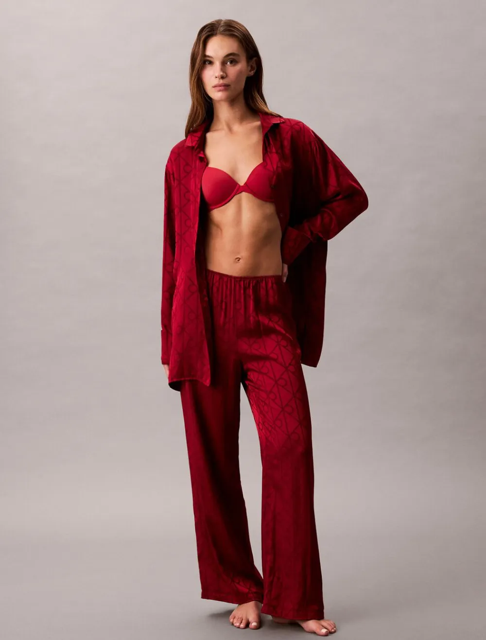 Calvin Klein AOP PANT 19519 giga satin shine emblem+red s Best