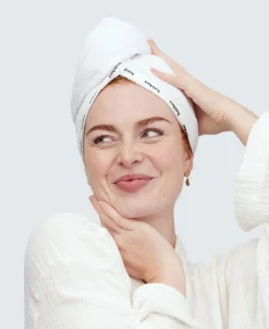 Bamboo Hair Towel Wrap, White><noscript><img width=