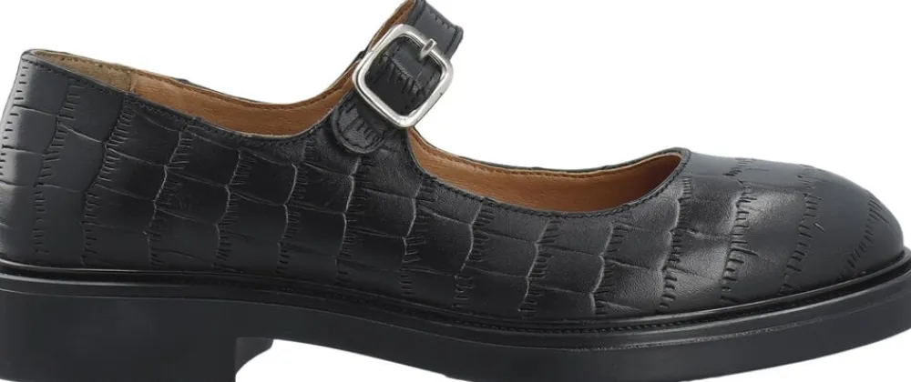 Dame Bianco BIAADDA Mary Jane Croco Embossed Leather