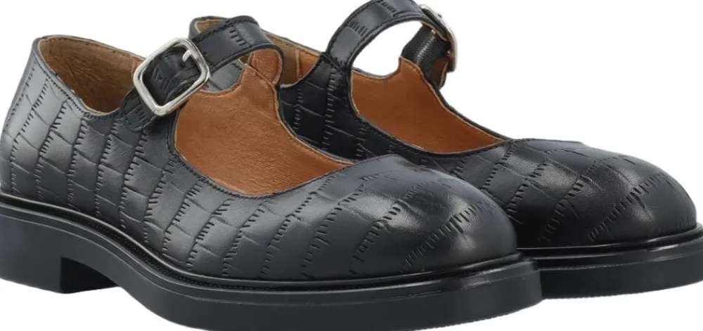 Dame Bianco BIAADDA Mary Jane Croco Embossed Leather