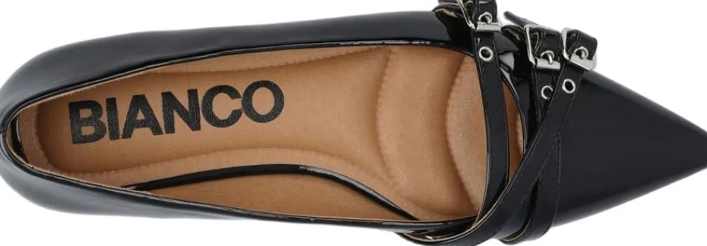 BIABARI Pointy Flat Buckle Faux Leather>Bianco Clearance