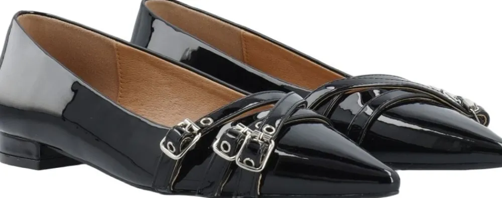 BIABARI Pointy Flat Buckle Faux Leather>Bianco Clearance