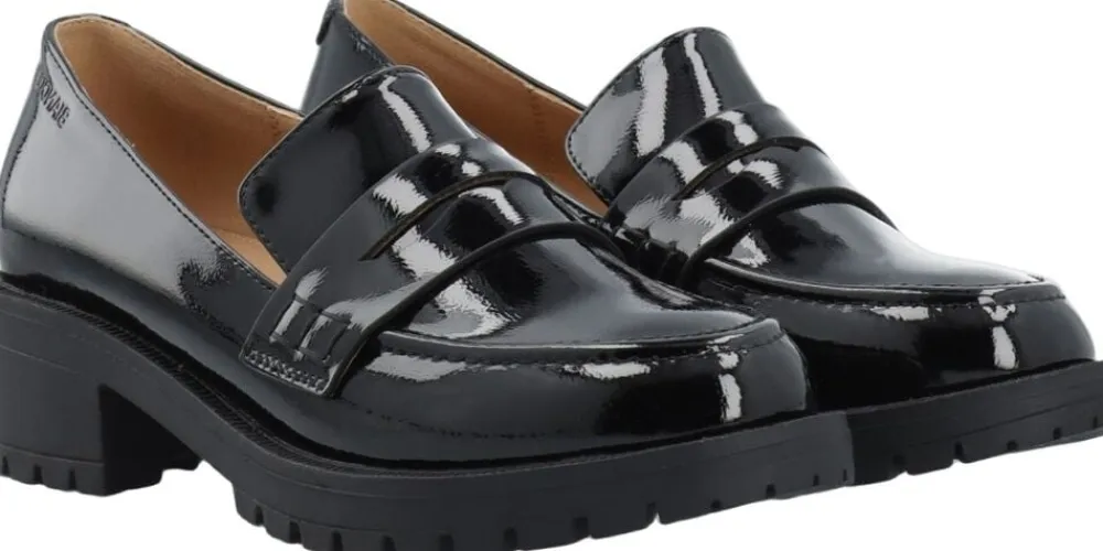 Bianco BIAPEARL Simple Penny Loafer Patent Aquarius Black Hot