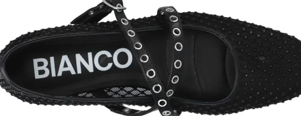 Dame Bianco BIAROSE Karré Cross Mary Jane Rhinestone Mesh