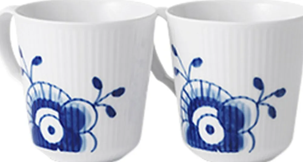 BLÅ MEGA RIFLET 2-PAK KRUS 28 CL>Royal Copenhagen New