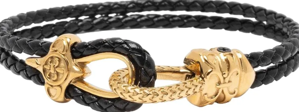 Leather Bracelet with Gold Rope Clasp>Nialaya Clearance