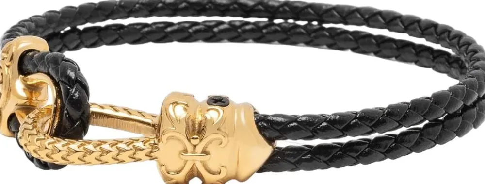 Leather Bracelet with Gold Rope Clasp>Nialaya Clearance
