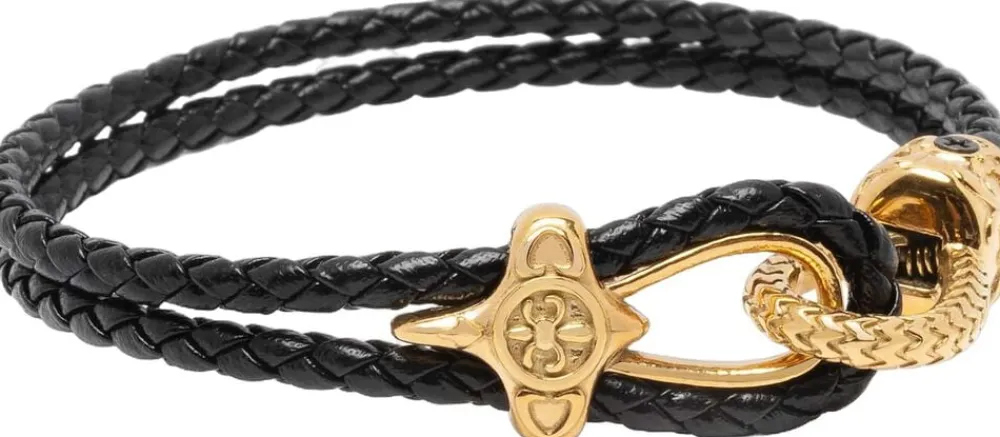 Leather Bracelet with Gold Rope Clasp>Nialaya Clearance