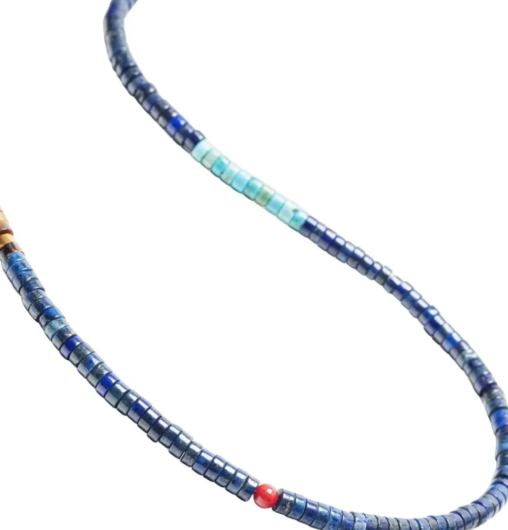 Heishi Necklace with Tiger Eye and Turquoise>Nialaya