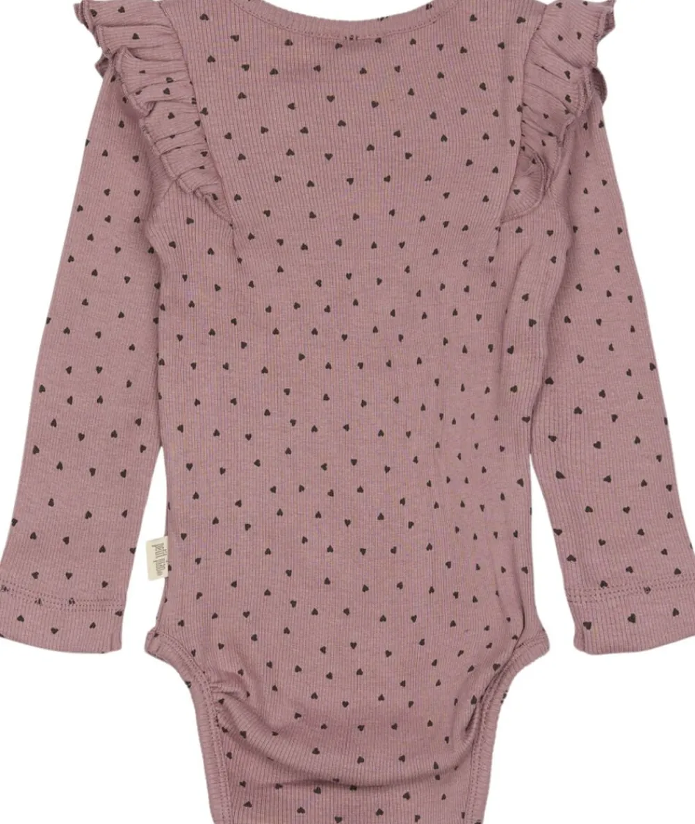 Børn PETIT PIAO Body L/S Frill Modal heart