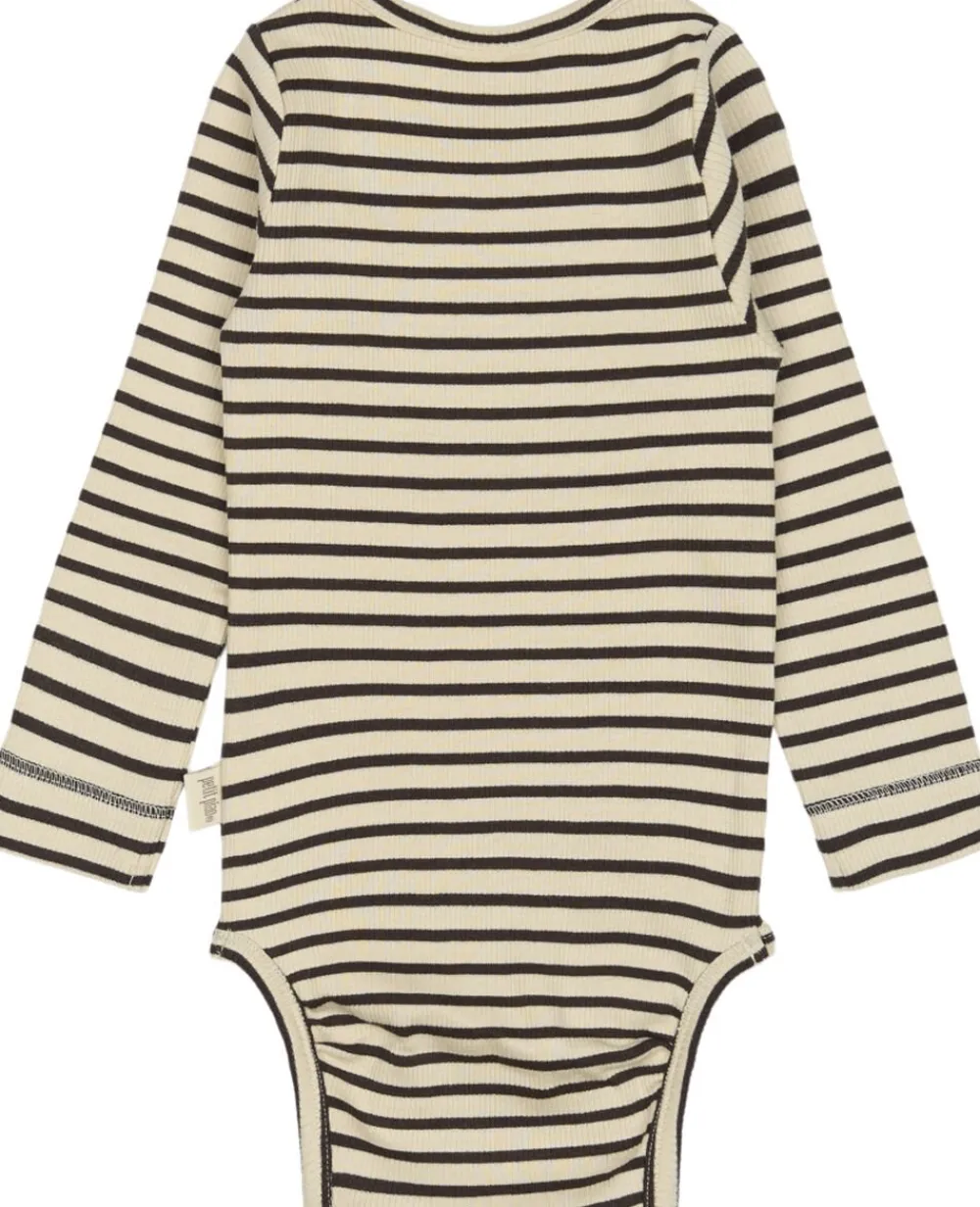 PETIT PIAO Body L/S Modal Striped Coffee bean/off w Outlet