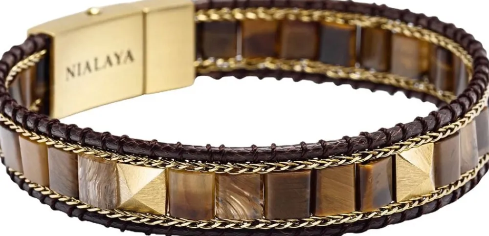 Nialaya Tiger Eye Stud Bracelet