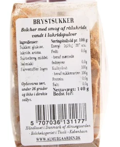 Almuegaarden Brystsukker bolcher med smag af ren sød lakrids