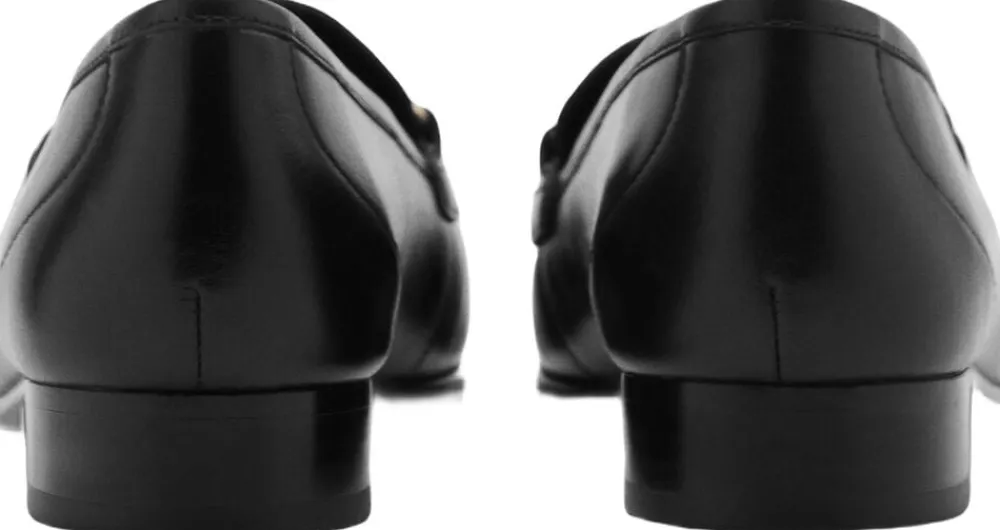 MANGO Buckle leather moccasins Black Clearance