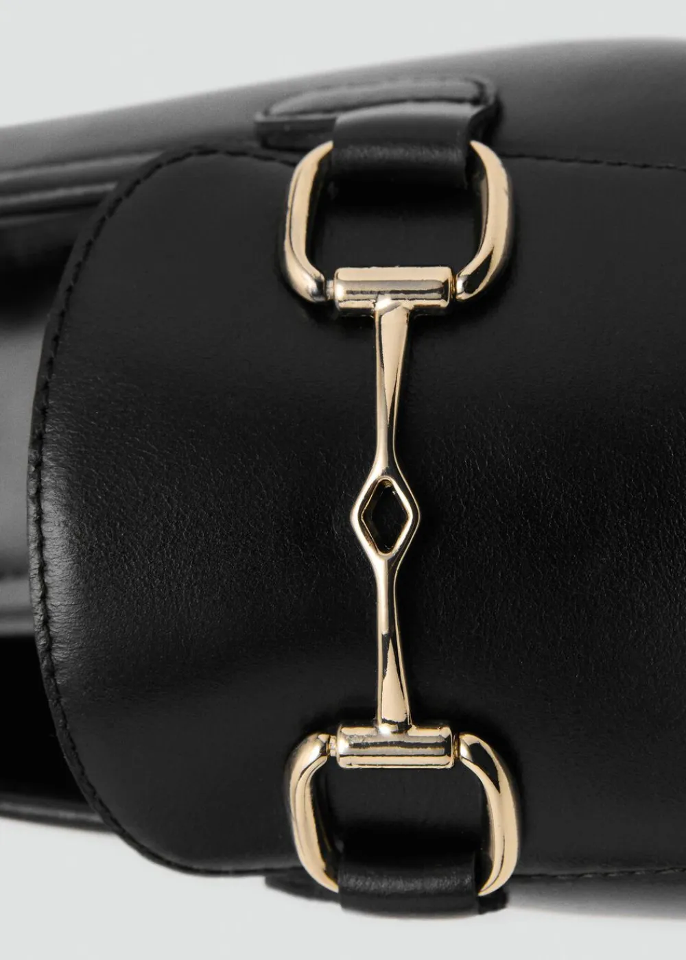 MANGO Buckle leather moccasins Black Clearance