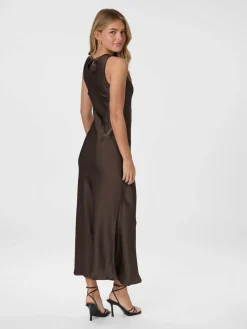 Neo Noir Celinie Heavy Sateen Dress Dark brown