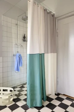 Hay Check Shower Curtain-Green Outlet