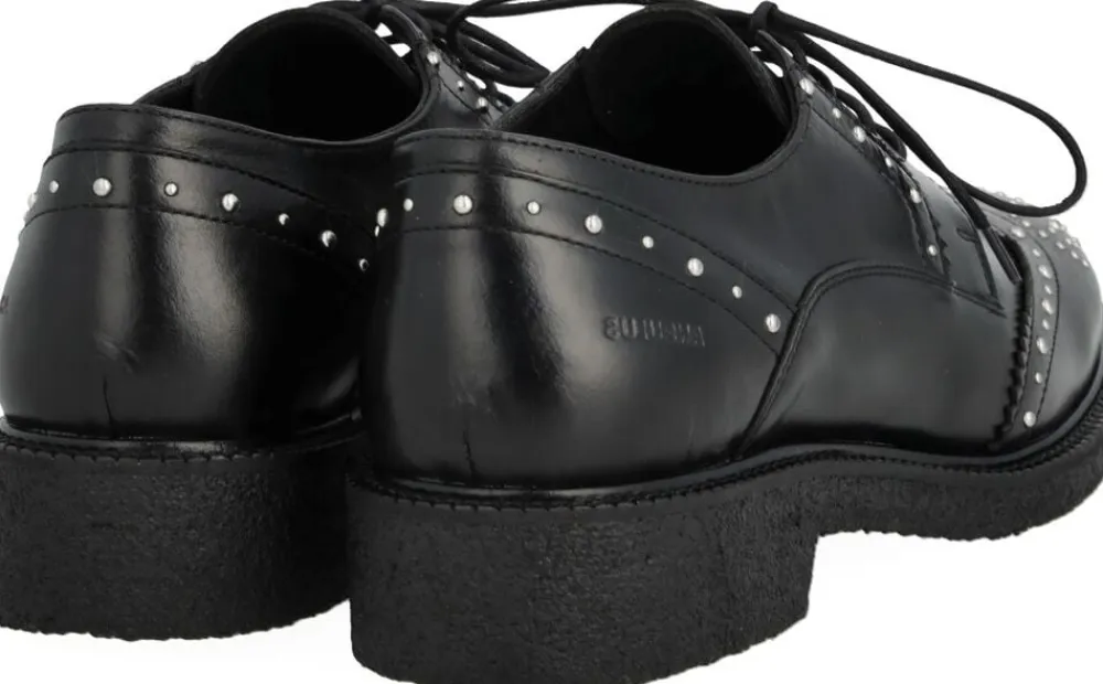 ANGULUS Chunky snøresko i læder med dekorat 1835 black Sale