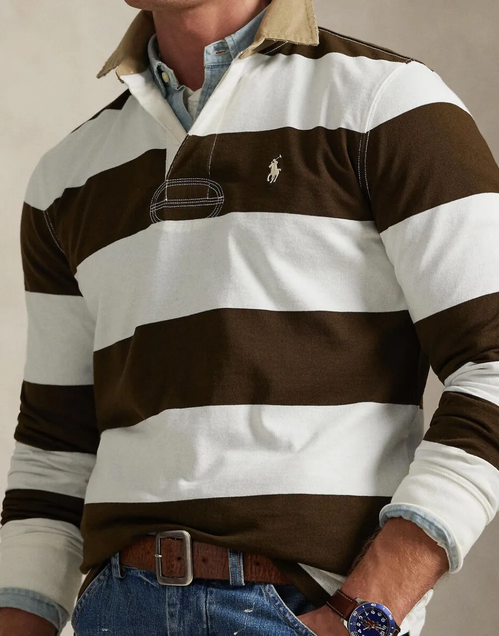 Polo Ralph Lauren Classic Fit Khaki-Collar Rugby Shirt