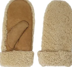 Lovelies COLON - MITTENS - PALM OF SUEDE AND UPPER OF CURLY SHEARLING Champagne / almon Online