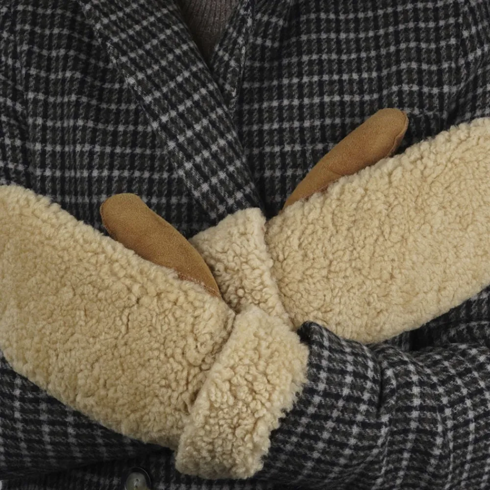 Lovelies COLON - MITTENS - PALM OF SUEDE AND UPPER OF CURLY SHEARLING Champagne / almon Online