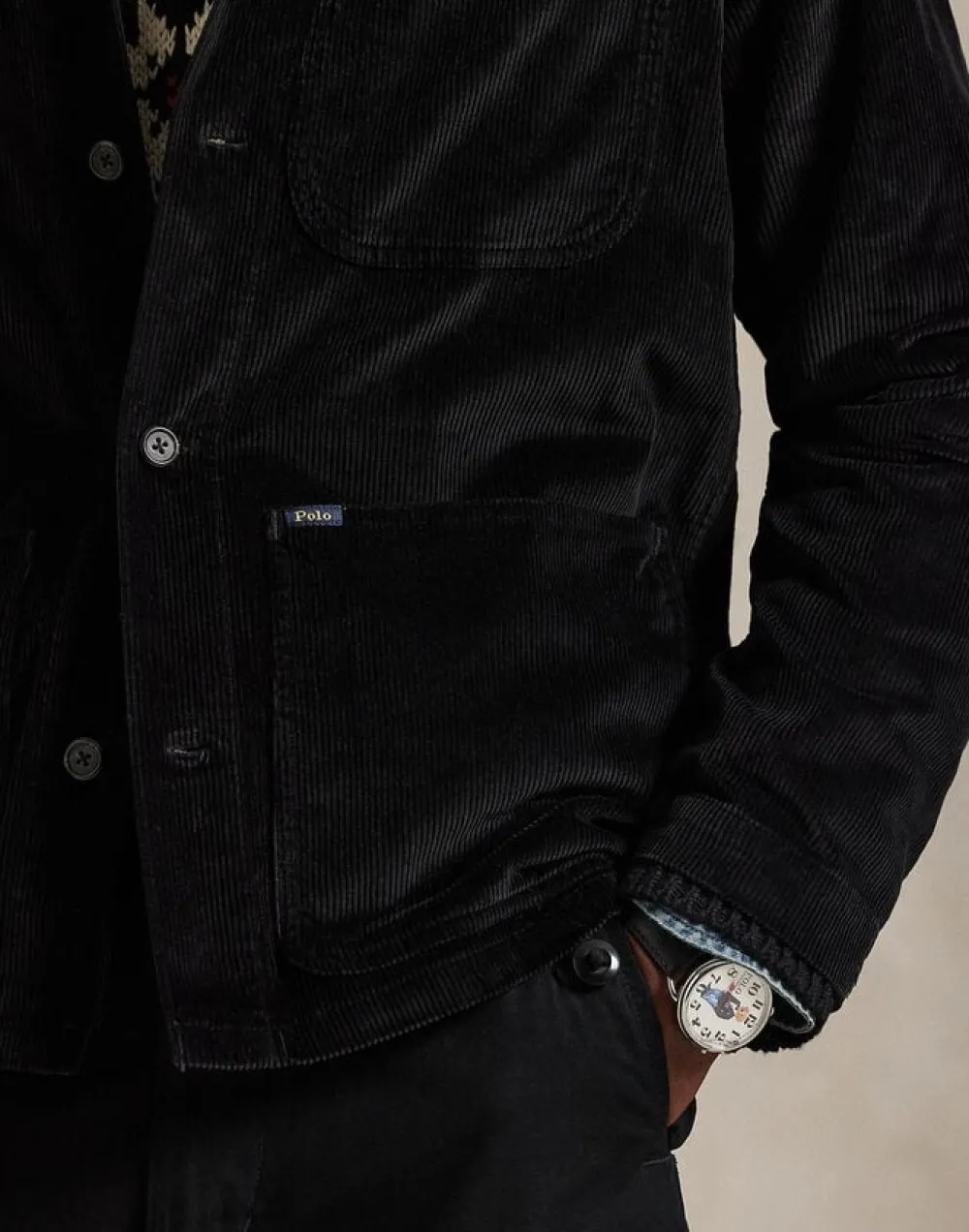 Polo Ralph Lauren Corduroy Utility Overshirt Sort Clearance