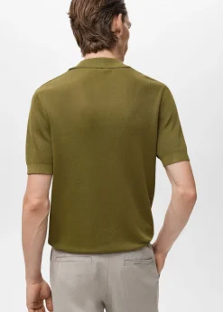 MANGO Cotton polo shirt with microstructu Green Best