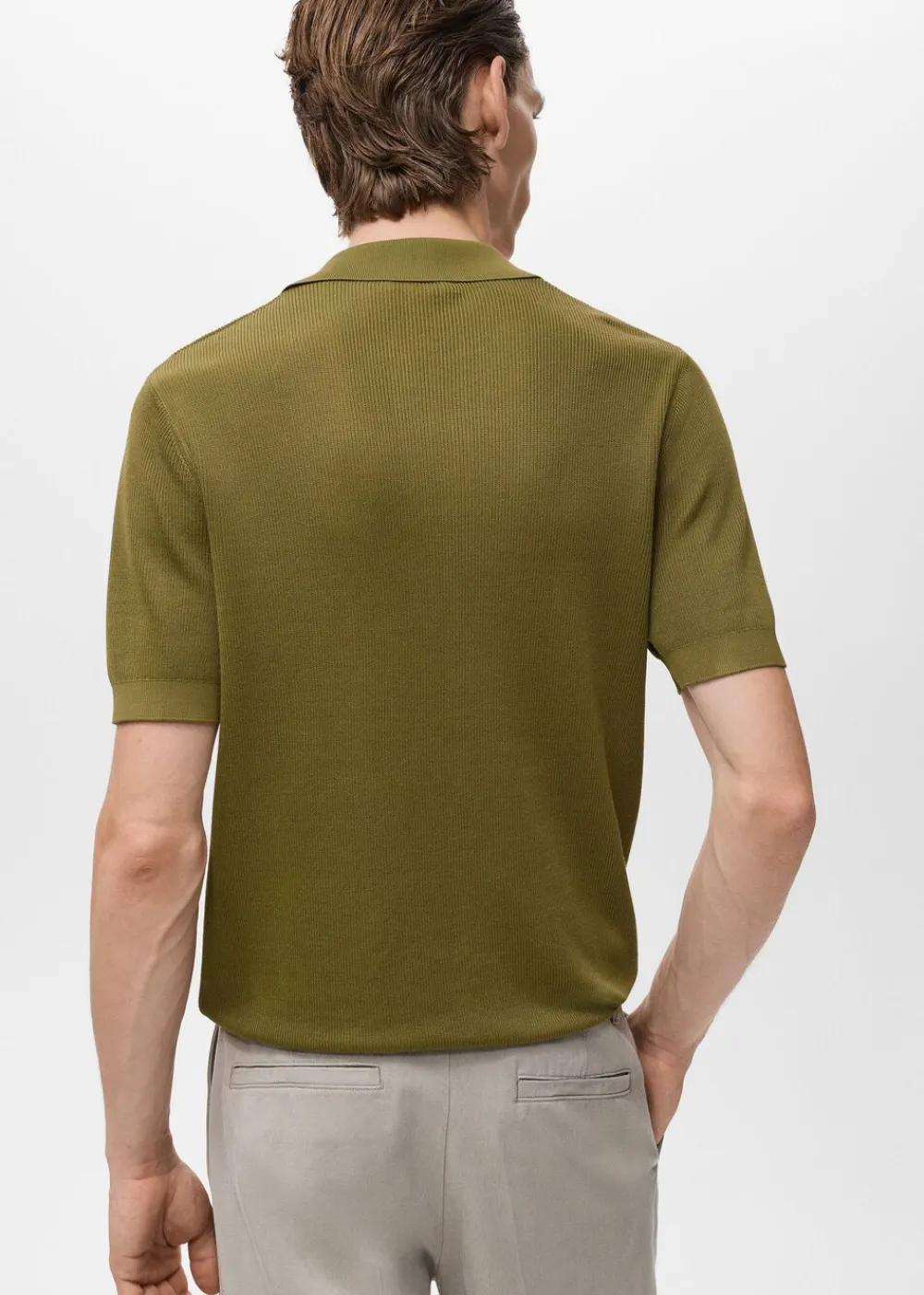 MANGO Cotton polo shirt with microstructu Green Best