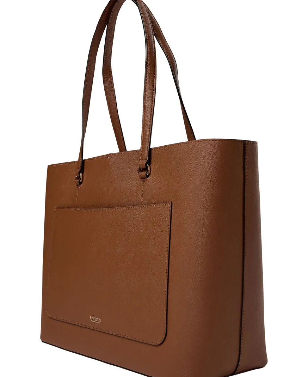 Lauren Ralph Lauren Crosshatch Leather Large Karly Tote Lauren tan Hot