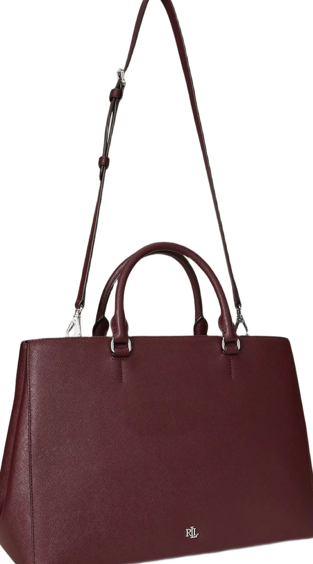 Crosshatch Leather Large Hanna Satchel>Lauren Ralph Lauren