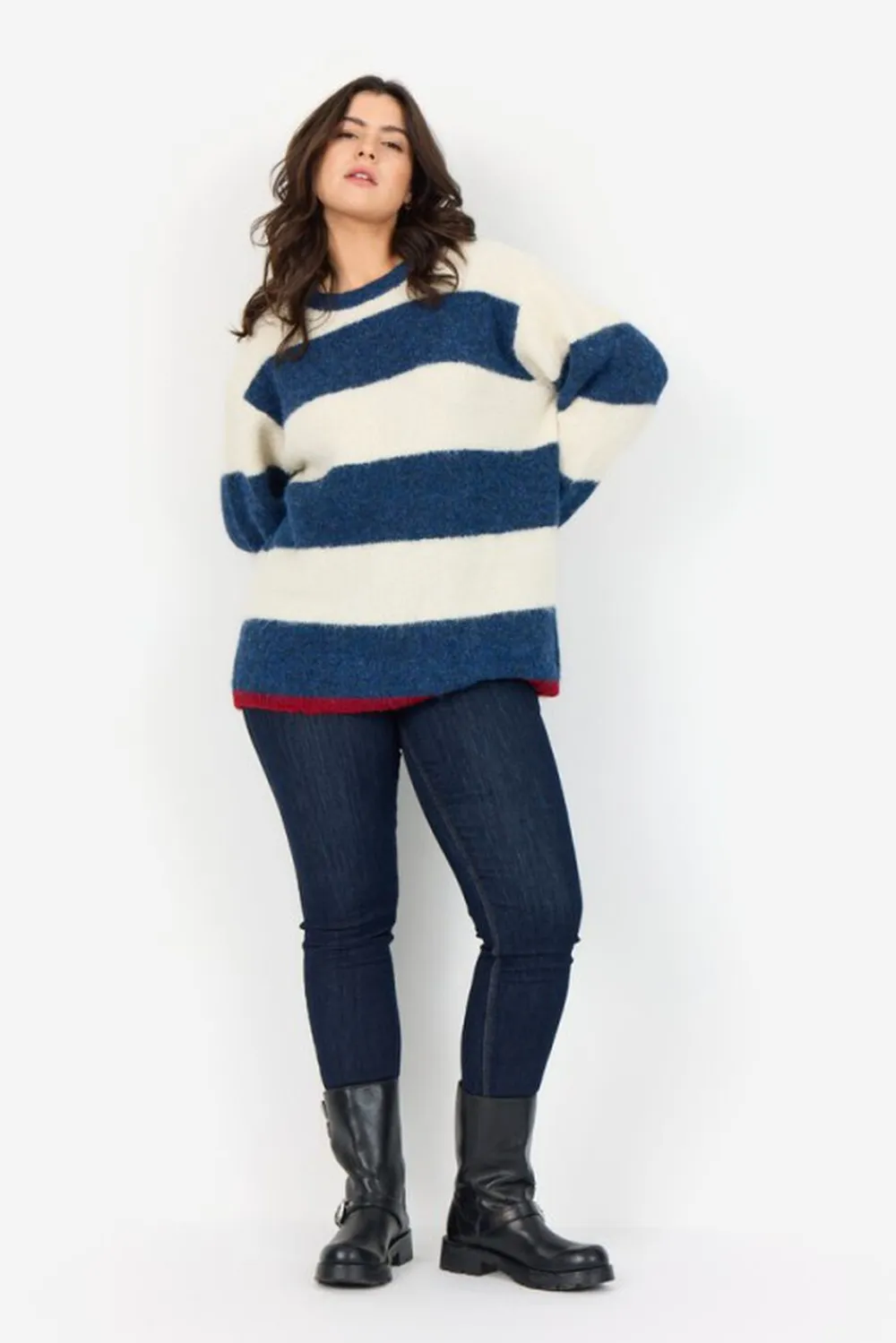 Dame Wasabiconcept Curvy WA-JOLIE 1 Pullover Blå