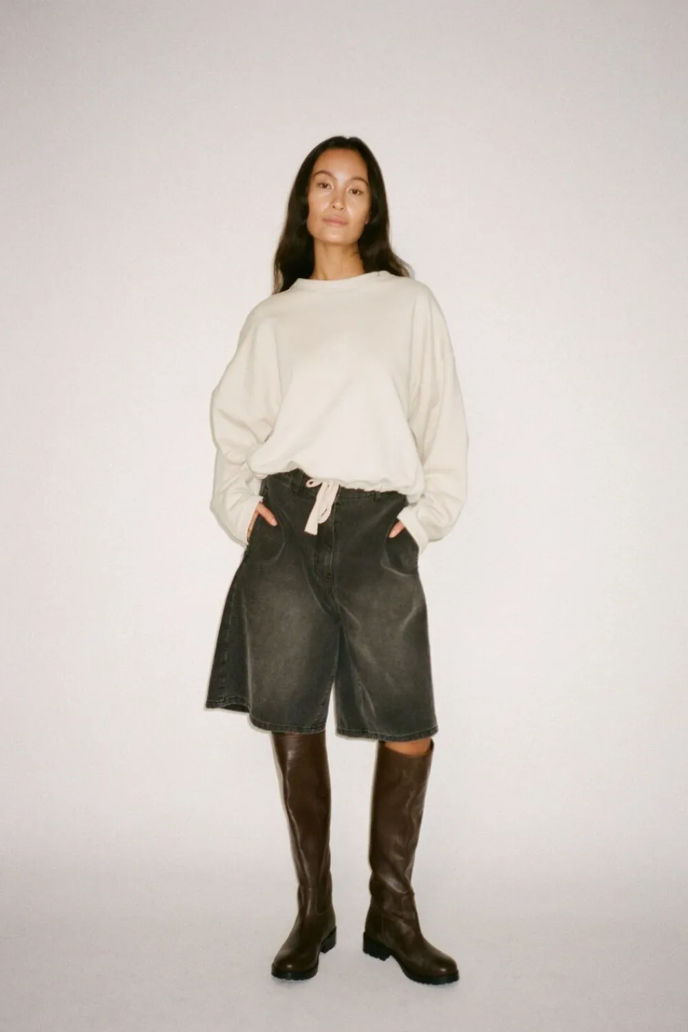 Denim black wide shorts - Raha>Rabens Saloner Discount