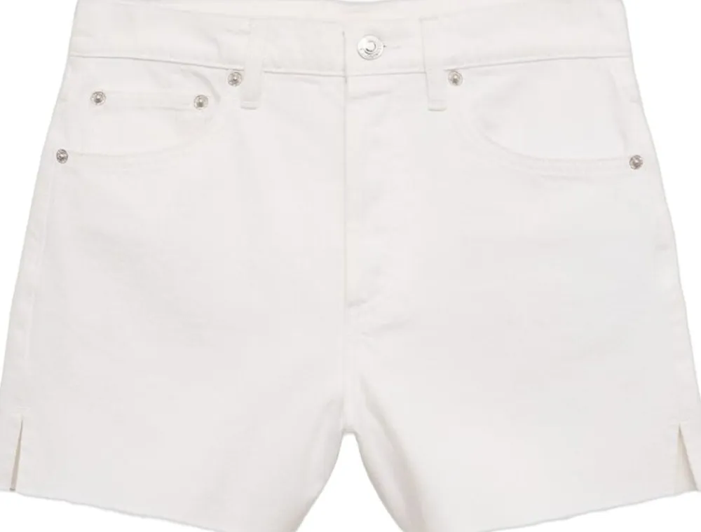 MANGO Denim shorts with frayed hem White Hot