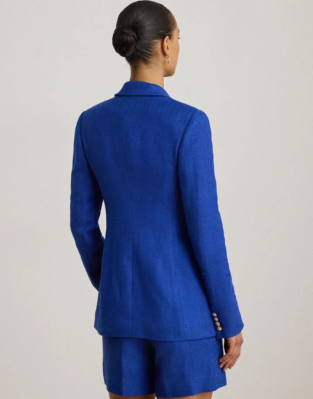 Lauren Ralph Lauren Double-Breasted Linen-Cotton Blazer Cruise royal Clearance