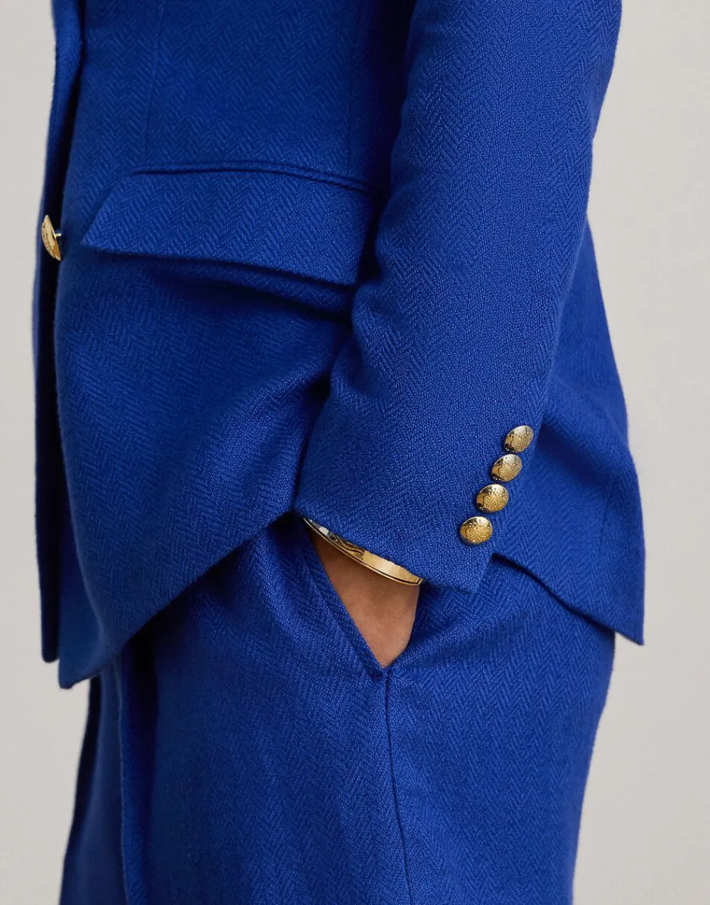 Lauren Ralph Lauren Double-Breasted Linen-Cotton Blazer Cruise royal Clearance