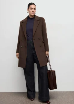 Double-breasted wool blend coat><noscript><img width=