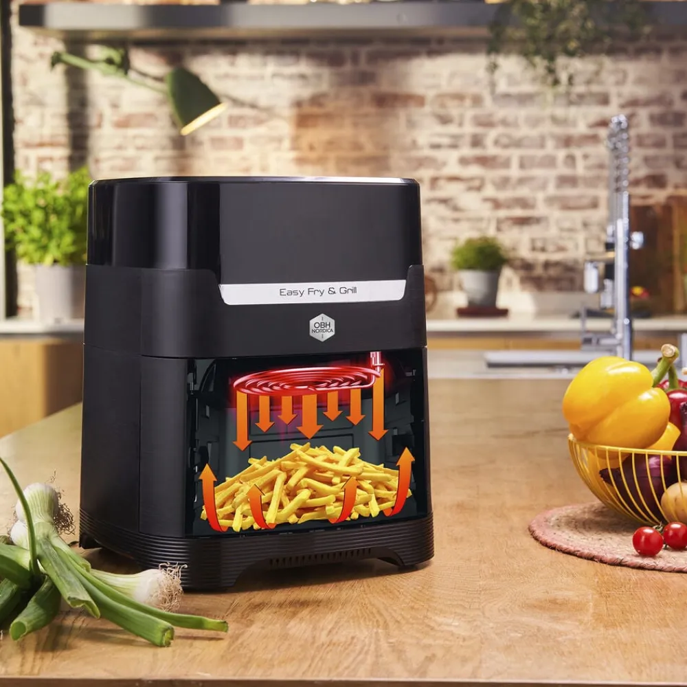 OBH Nordica Easy Fry & Grill Precision 2in1 Black Digital New
