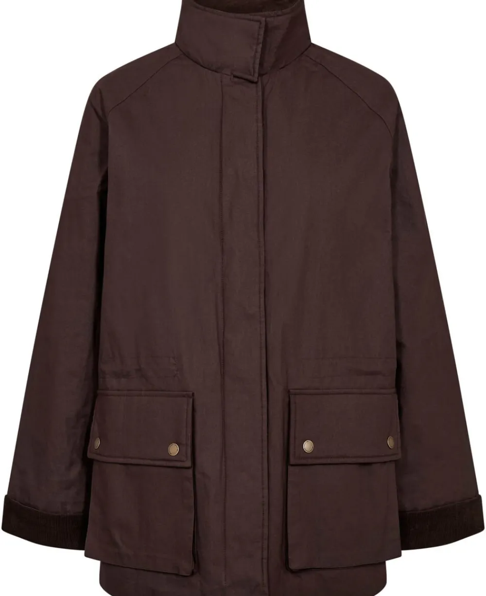 Magasin du Nord Collection Emmy 3 Coated jakke med fløjl kanter - GRS Coffee bean Best
