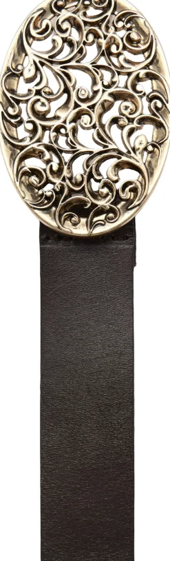 Engraved buckle leather belt>MANGO Online