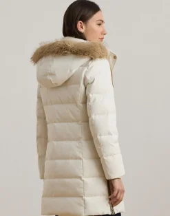 Faux-Fur-Trim Hooded Down Coat><noscript><img width=