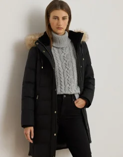 Dame Lauren Ralph Lauren Faux-Fur-Trim Hooded Down Coat