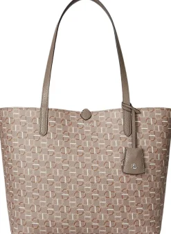 Lauren Ralph Lauren Faux-Leather Large Reversible Tote Bag Rider geo/taupe brown Best