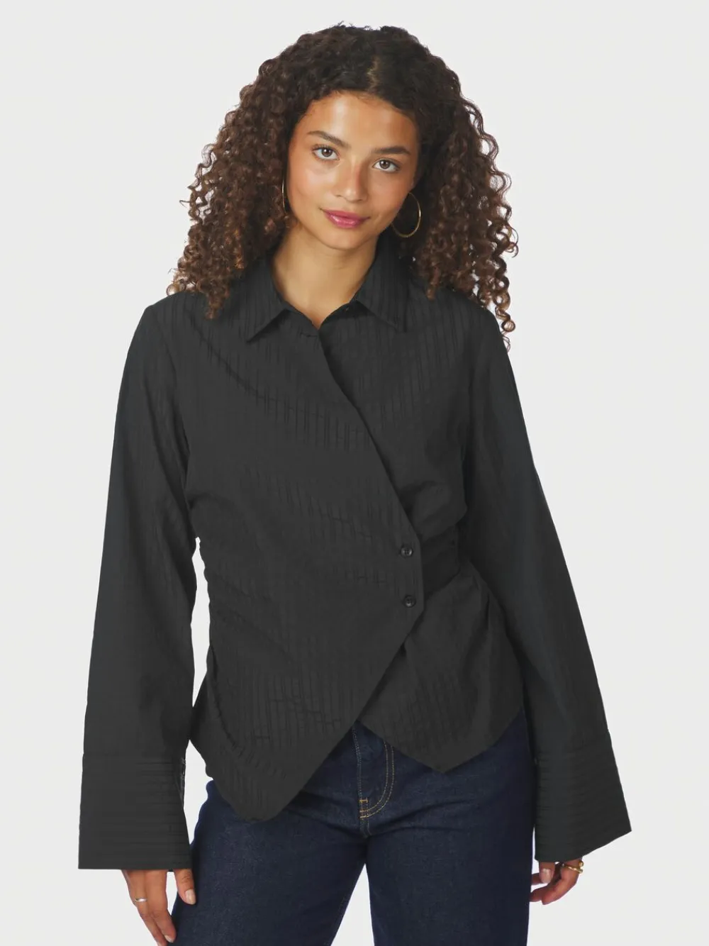 Neo Noir Fenli Tone Stripe Shirt Black Online