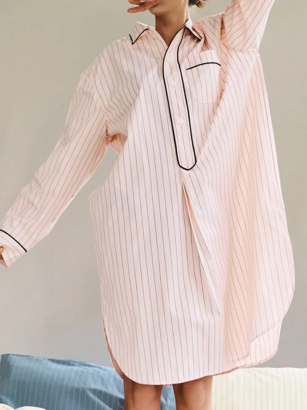 Dame Hay Fineline Long Nightshirt-M/L-Soft pink
