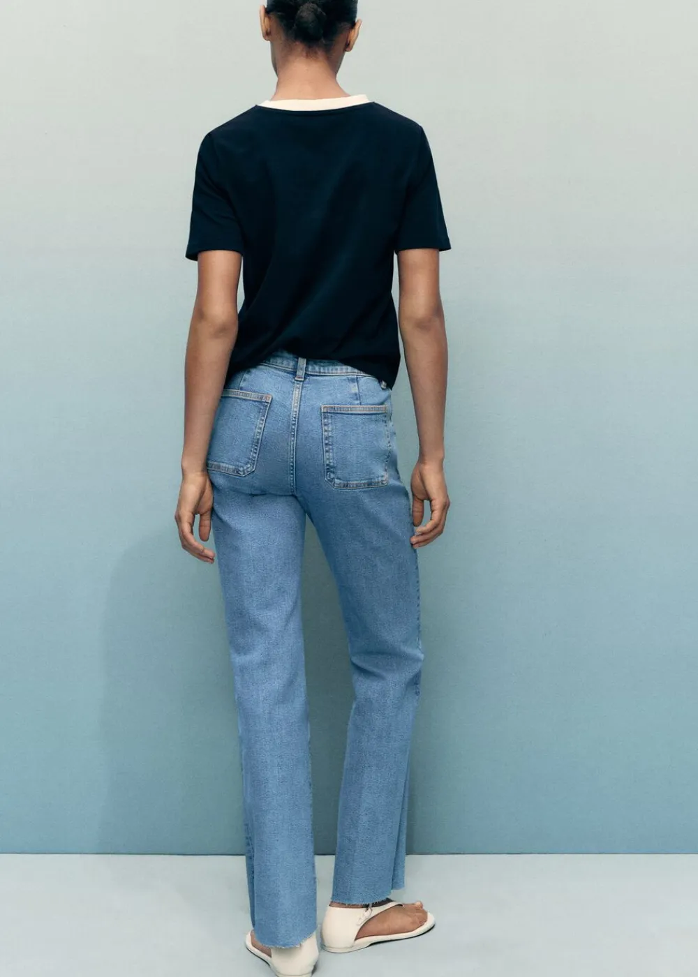 Flared cropped jeans with pockets>MANGO Clearance