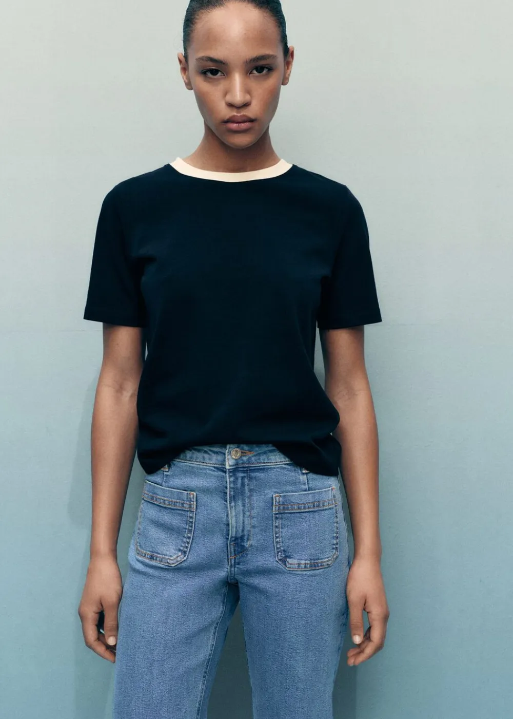 Flared cropped jeans with pockets>MANGO Clearance